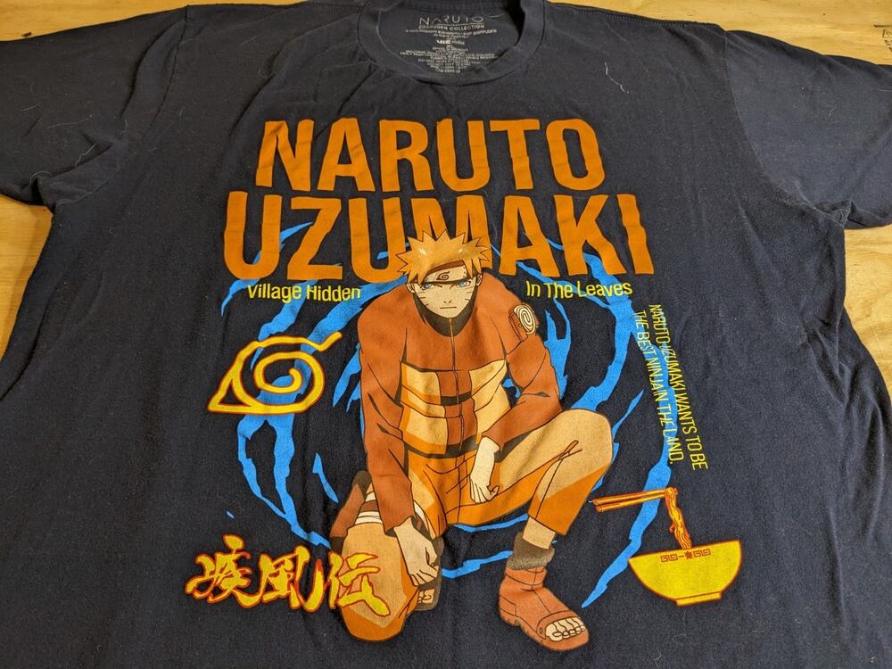 Men's Naruto Uzumaki Varsity Loaded Navy Graphic T-Shirt Size XL Extra Large
